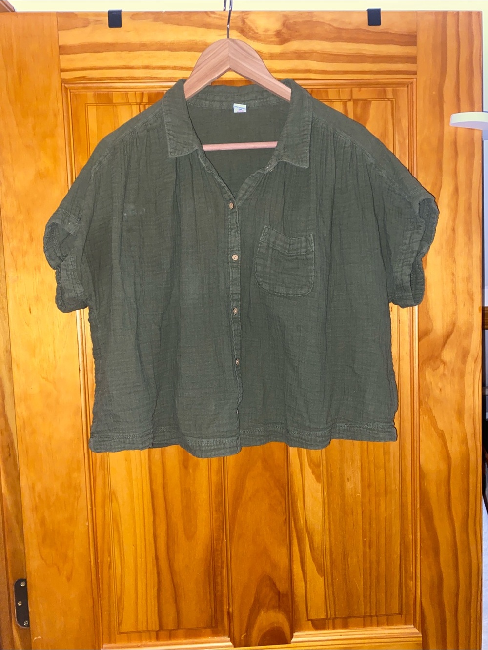Old Navy Olive Button-Front Short Sleeve Shirt